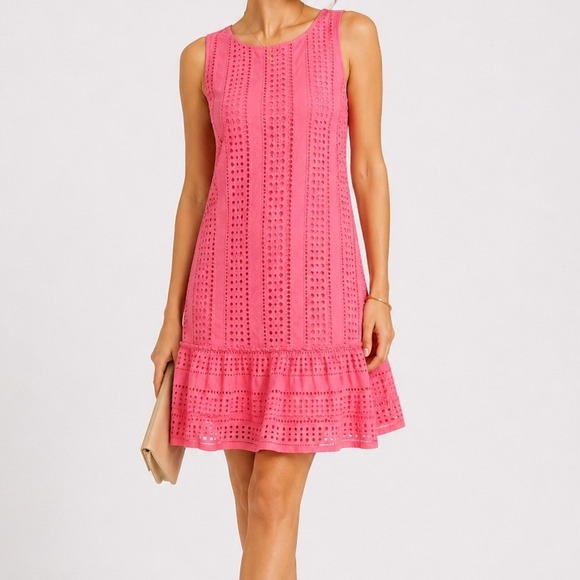 Vineyard Vines Dresses & Skirts - Vineyard Vines Hot Pink Eyelet Sleeveless Mini Dress
